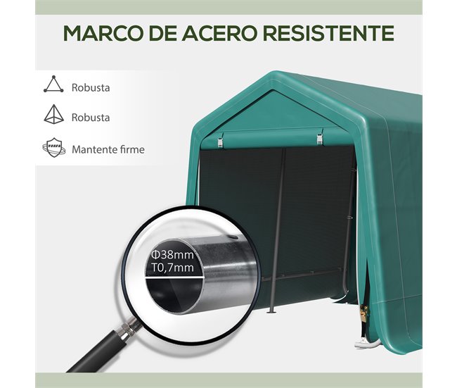 Abrigo de Exterior Metal e Tecido PE Outsunny Verde