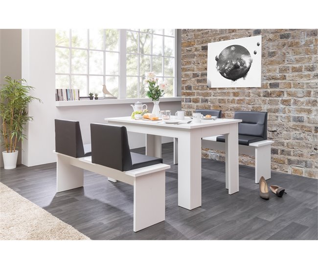 Conjunto mesa com 2 bancos CITY Branco