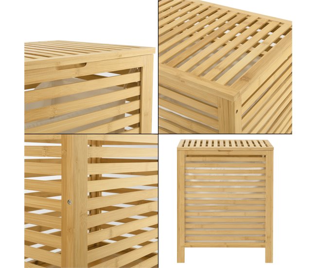 Cesto para roupa suja em bambu Skövde max 65 litros Natural