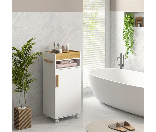 Armário Casa de Banho Melamina de Madeira e Madeira kleankin Branco