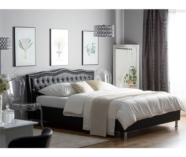 Beliani Cama com estrado Pele sintética METZ 189x215 Preto
