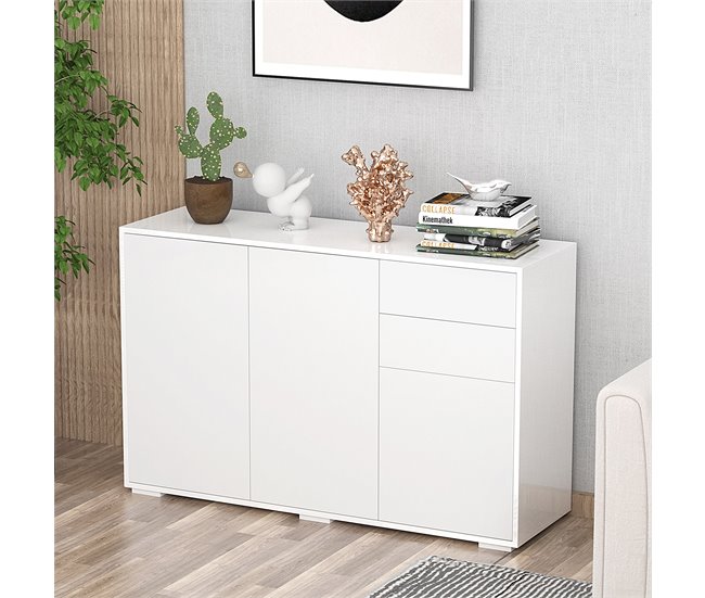 Aparador Sala de Estar Melamina de Madeira HOMCOM 117 Cru