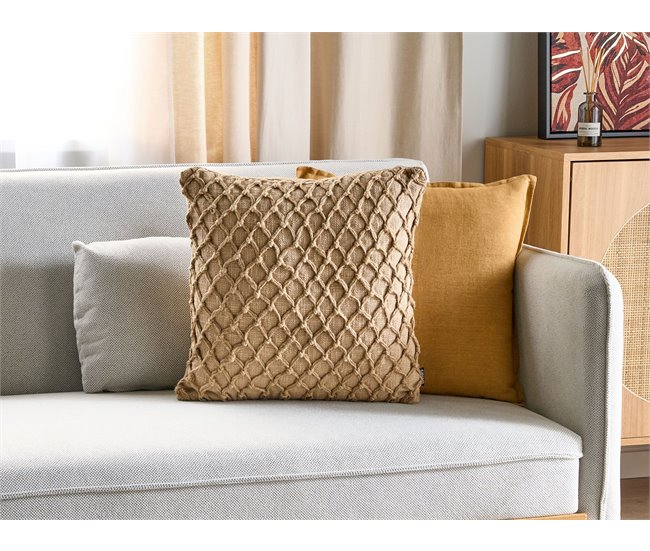 Beliani Almofada decorativa COLLOMIA Bege