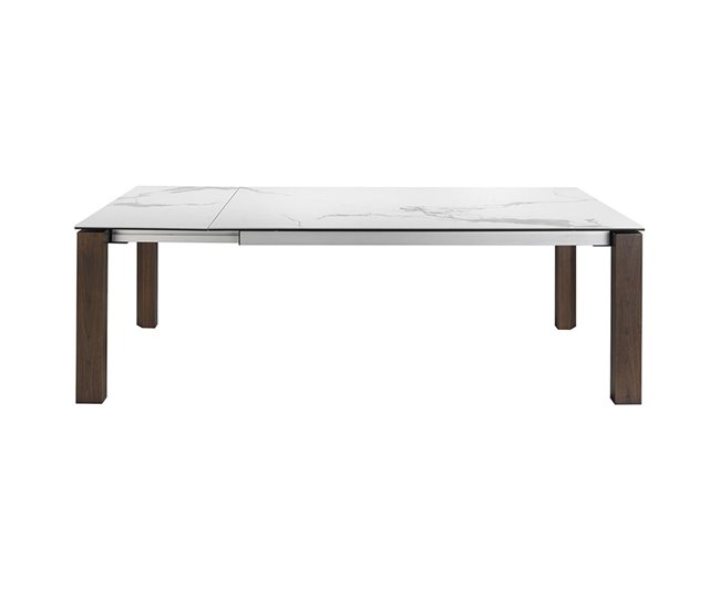 ANGEL CERDA Mesa de jantar extensível retangular mármore porcelânico e nogueira 235x90 Nogal