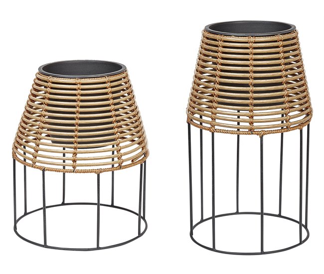 Beliani Conjunto de 2 vasos para plantas BORAGO Castanho Claro