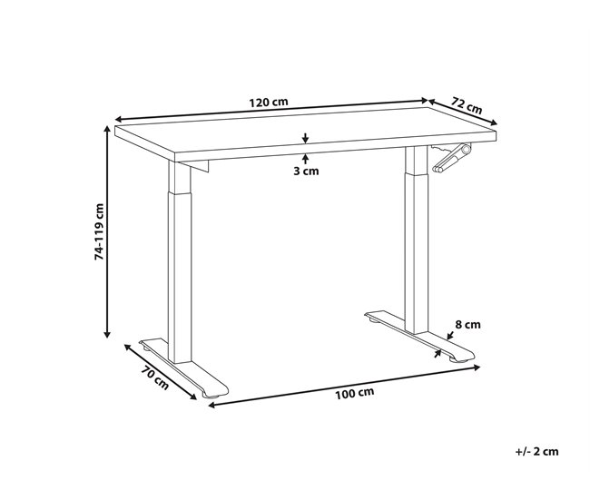 Beliani Secretária ajustável DESTIN III 120x72 Branco