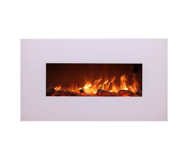 Lareira eléctrica MONTE de parede em aço e vidro 1500W LED de efeito de chama, branco Branco