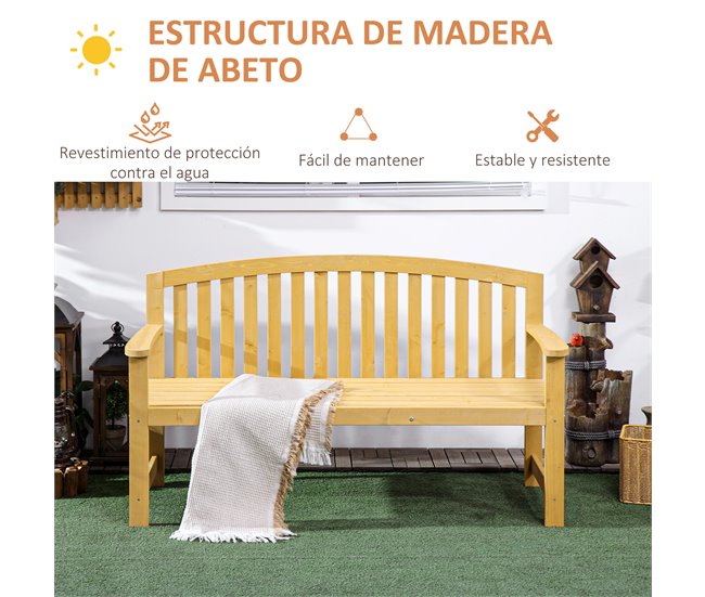 Banco de Exterior Madeira de Abeto Outsunny 143x51 Laranja