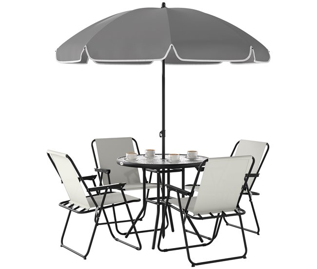 Conjunto de Móveis de Jardim Aço e Textilene Outsunny Cru