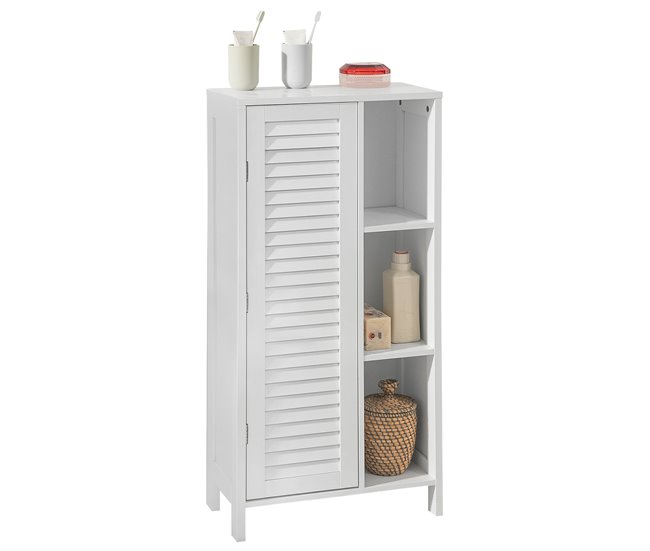 Armário de casa de banho 1 porta e 3 prateleiras BZR39-W SoBuy Branco