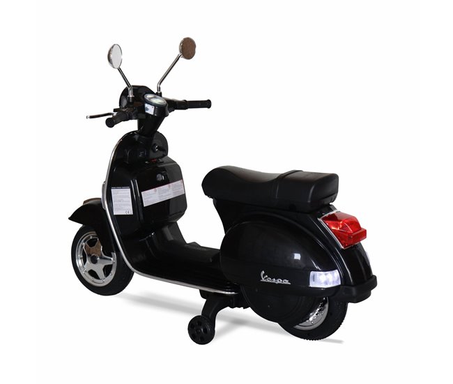 Scooter eléctrica Vespa 12V para crianças, 1 lugar,  com rádio Preto