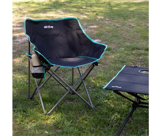 Aktive Pack de 2 cadeiras de praia 5 posições com almofada Preto