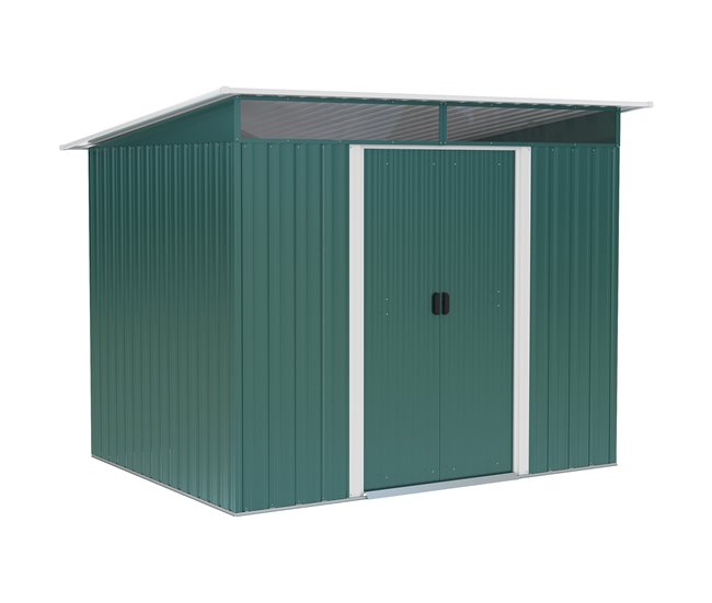 Abrigo de Jardim Aço Galvanizado Outsunny Verde