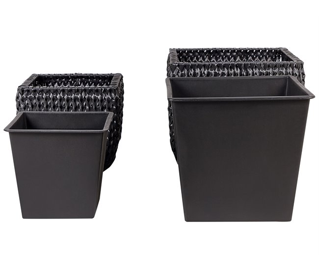 Beliani Conjunto de 2 vasos para plantas BERBERIS Preto