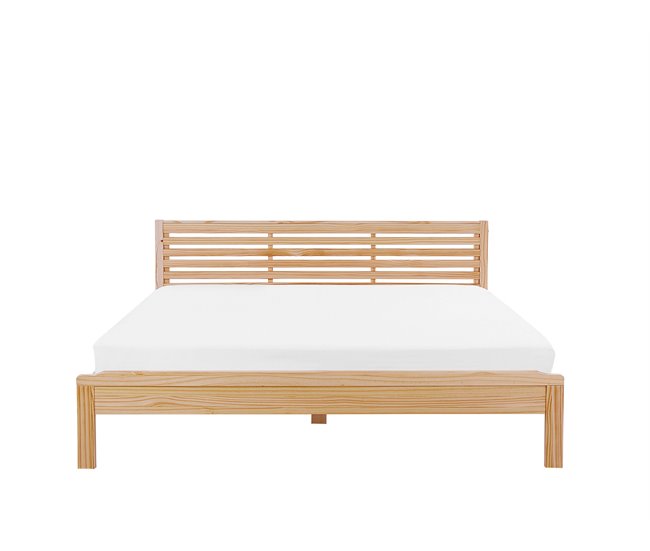Beliani Cama com estrado Madeira de seringueira CARNAC Castanho