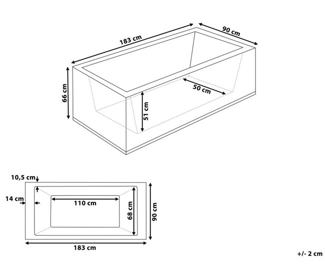 Beliani Banheira de interior VARADERO 90x183 Branco