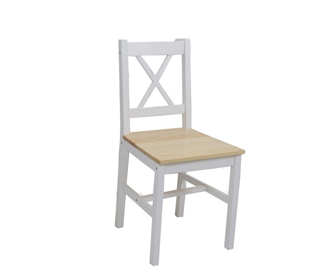 Conjunto de mesa com 4 cadeiras VERSALLES Natural/ Branco