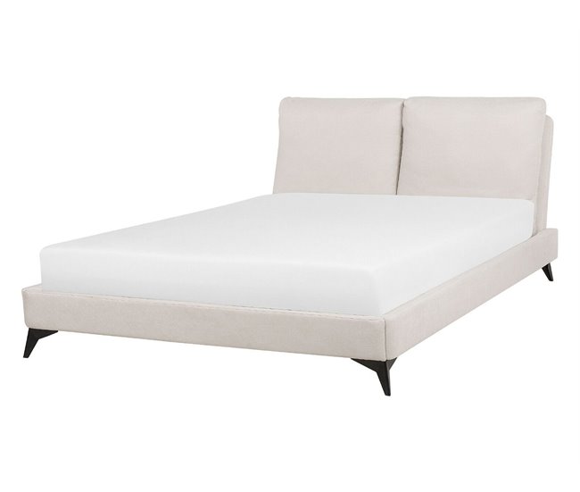Beliani Cama com estrado Chenille MELLE 155x240 Bege