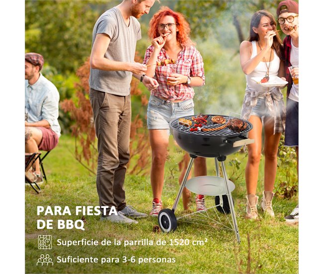 Barbecue a Carvão Metal e Porcelana Outsunny Multicor
