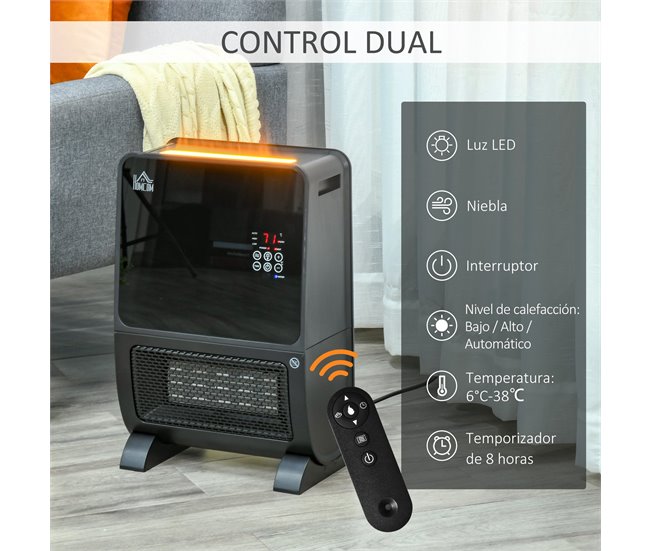 Aquecedor Elétrico HOMCOM 820-280V90 Preto