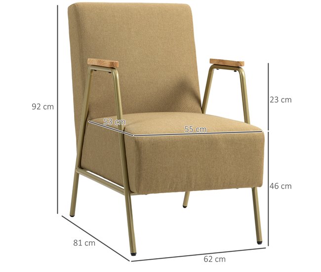 Poltrona Individual poliéster, espuma, aço, painel multicamadas Castanho