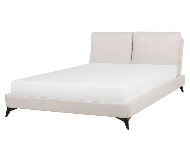 Beliani Cama com estrado Chenille MELLE 175x240 Bege