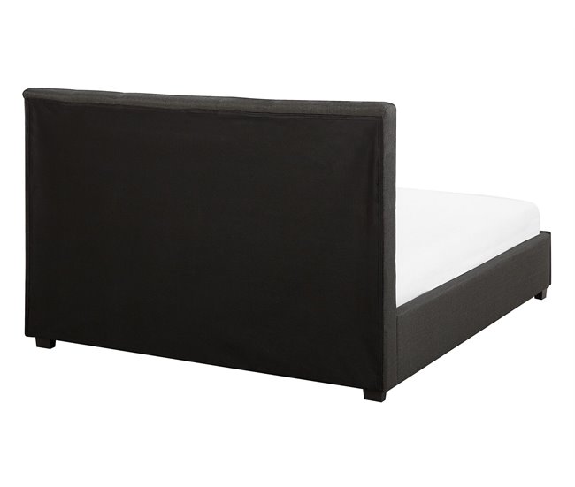 Beliani Cama com armazenamento Poliéster ROCHELLE 153x213 Cinza Escuro