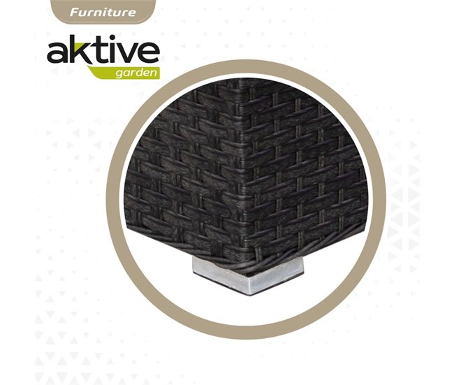 Conjunto de mobiliário de terraço sofá de canto modular com mesa Aktive Preto
