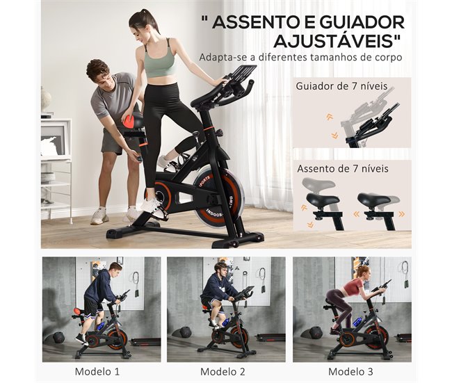 Bicicleta Estática Aço e ABS HOMCOM Vermelho