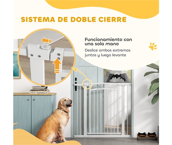Barrera de Segurança para Cães Aço e PA PawHut Branco