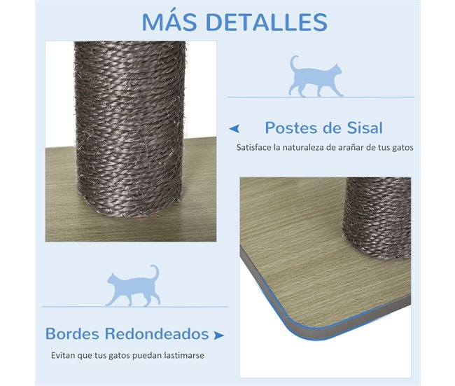 Árvore Arranhadora para Gatos MDF, Sisal PawHut Cinza