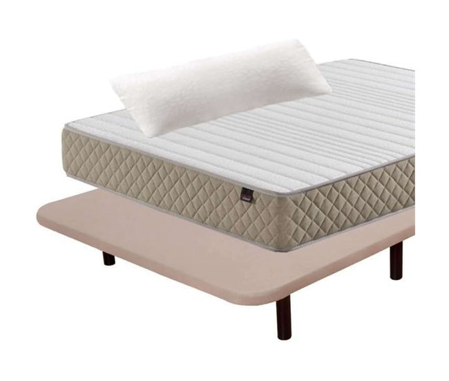 Pacote de economia para colchão com base estofada e pernas de travesseiro Branco/ Bege