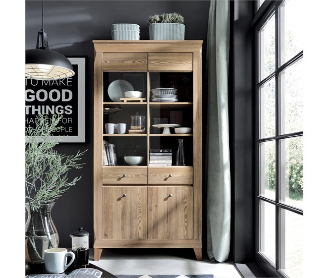 Armário para porcelana de 4 portas em madeira Raya Madeira