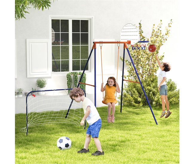 Baloiço para Crianças Aço, Polietileno Outsunny Multicor