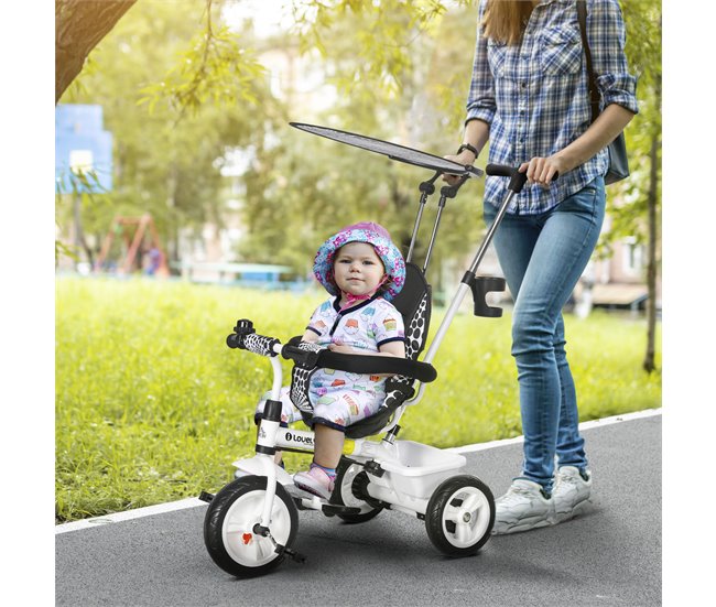 Triciclo para Bebês Metal, Plástico e Tecido de poliéster HOMCOM Branco
