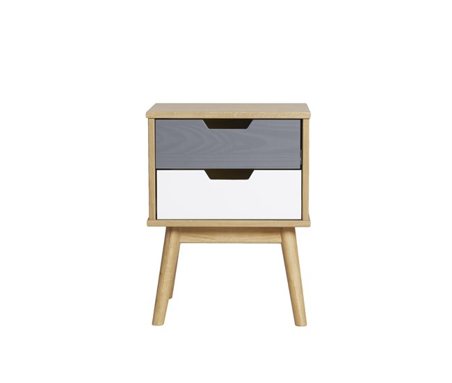 Mesa de cabeceira com 2 gavetas VITA Carvalho