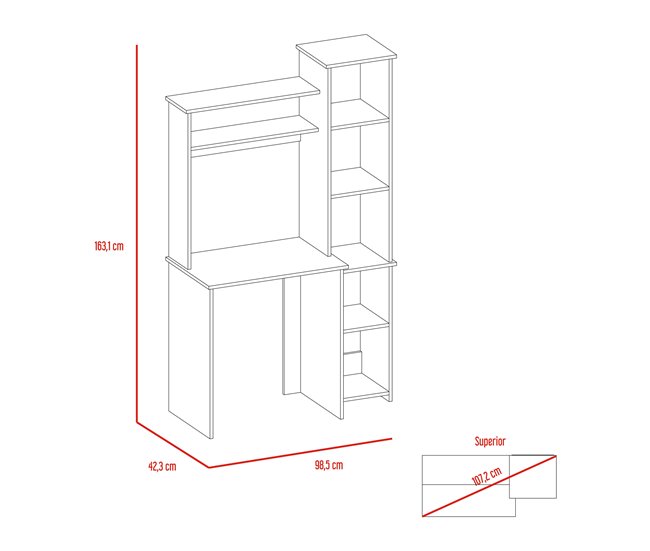 Heinrich Computer Center com 3 prateleiras Multicor