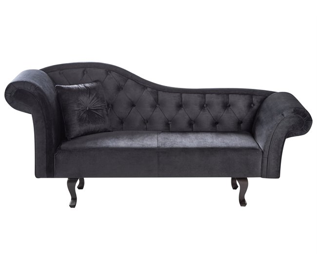 Beliani Chaise longue versão à esquerda Veludo LATTES Preto