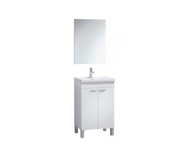 Armário de casa de banho com 2 portas e espelho Dkolaro 50 Branco