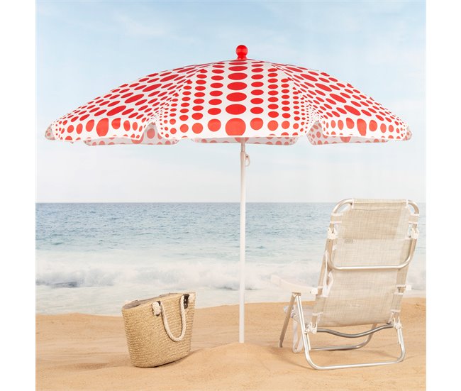 Aktive Guarda-sol de praia 8 varetas inclinável Vermelho