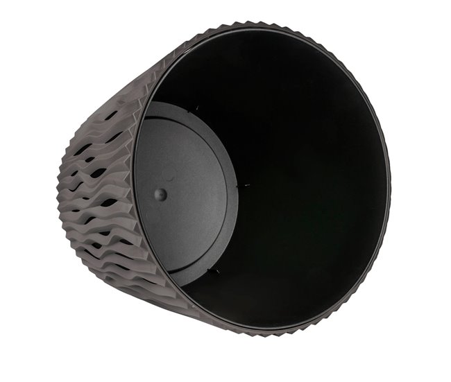 3x plantas redondas de plástico Sandy Round Cinza