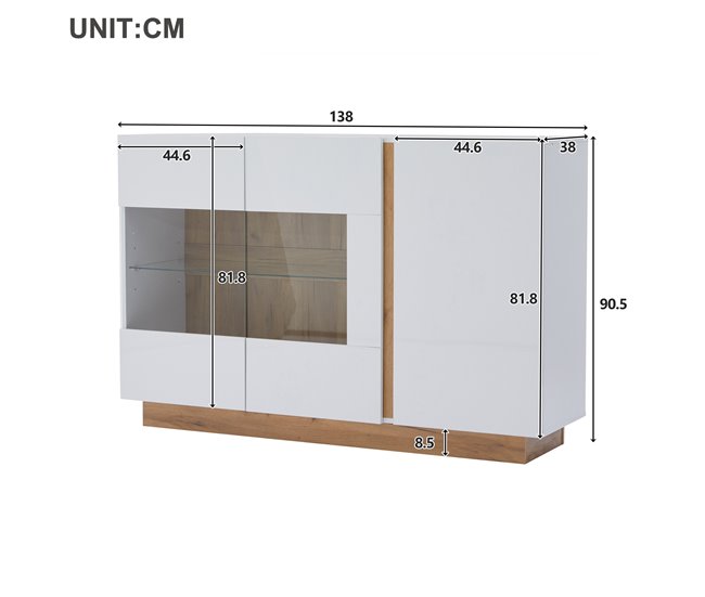 Aparador de painel de partículas com 3 portas Branco