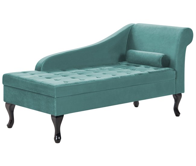 Beliani Chaise longue à direita Veludo PESSAC Azul/ Verde
