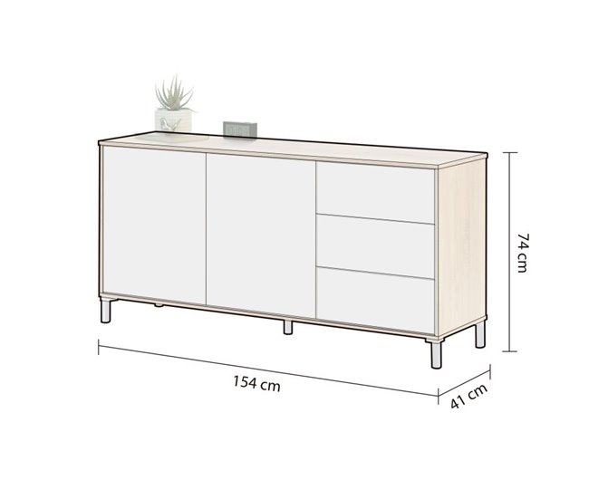 Aparador Lea 154 Cinzento/Natural