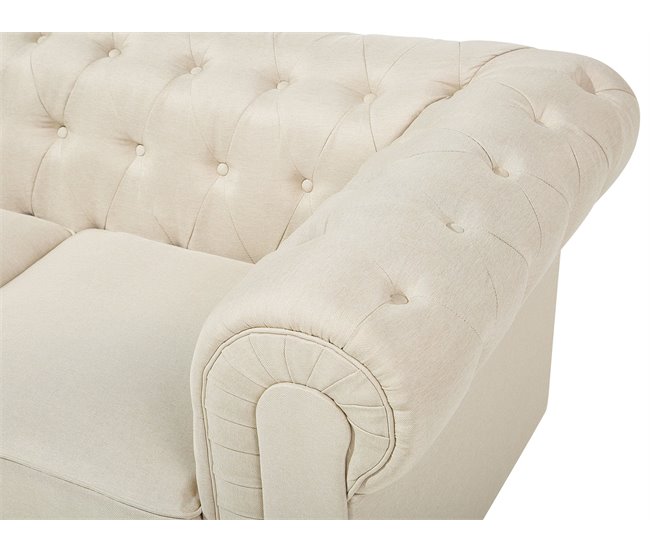 Beliani Sofá Chesterfield Poliéster CHESTERFIELD Areia