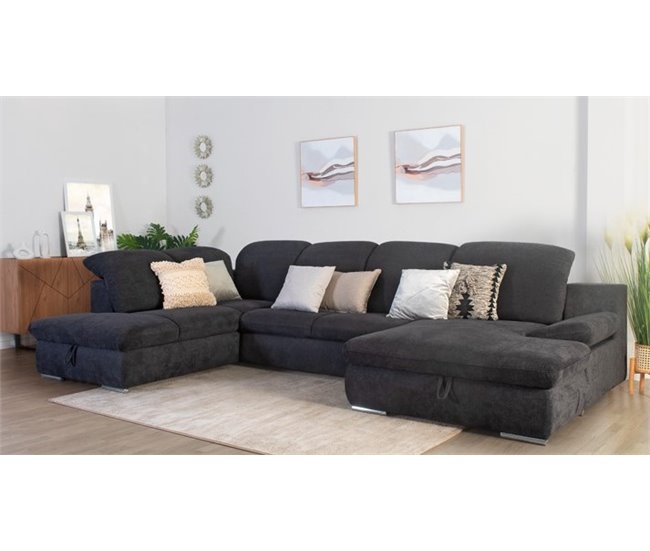 Sofá de canto ISONA com cama Antracite