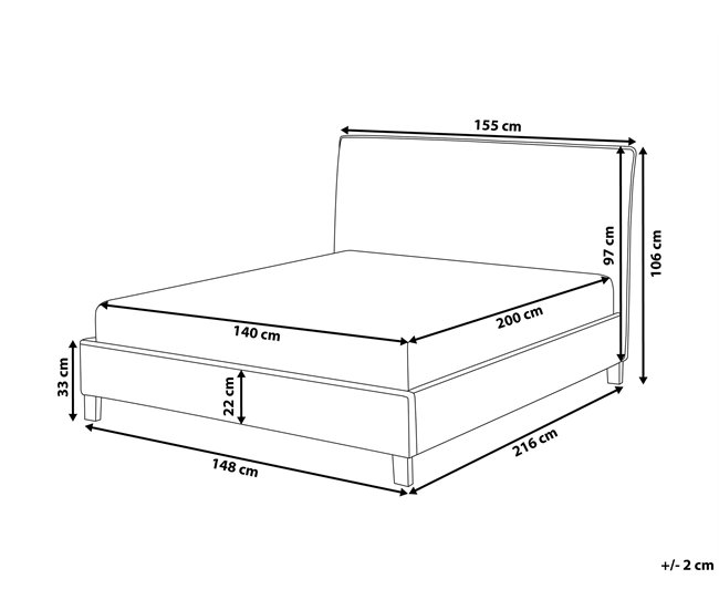 Beliani Cama com estrado Poliéster SENNEZ 155x216 Bege