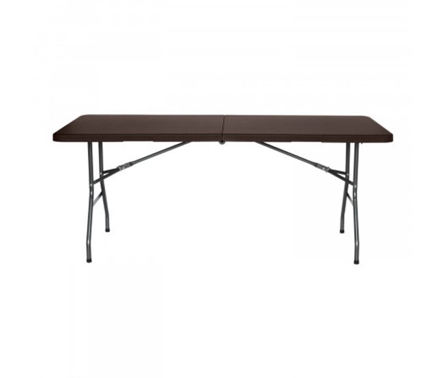 Mesa dobrável retangular com efeito rattan Thinia Home Castanho