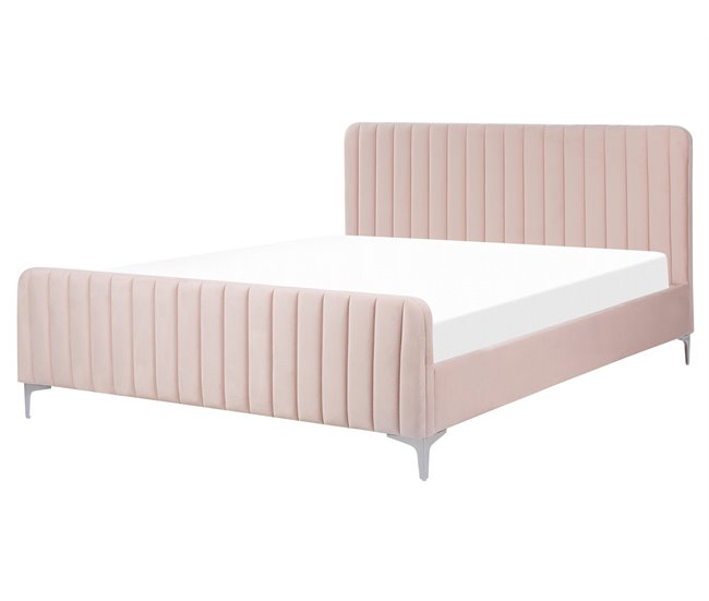 Beliani Cama Veludo LUNAN 166x215 Bege