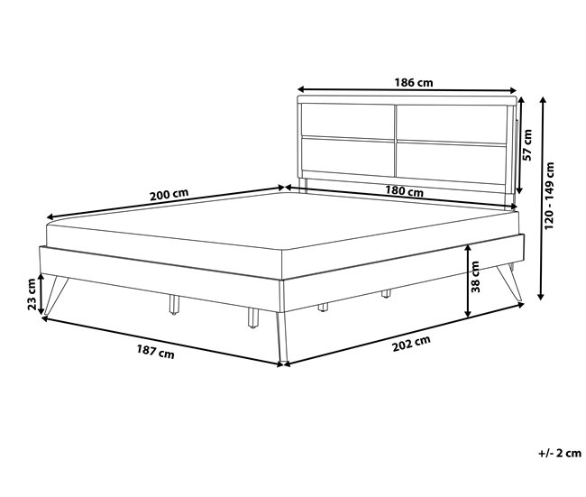 Beliani Cama com estrado MDF POISSY 187x202 Castanho Claro